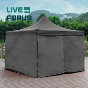 리브포어스 접이식 캐노피 천막 벨크로타입 블랙 3x3 (지붕+프레임+일반바람막이+가방)_이미지