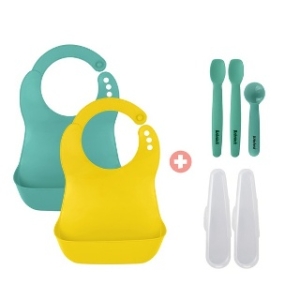 베베락 엘파 이유식 턱받이2P+실리콘스푼 1+2단계3P_이미지