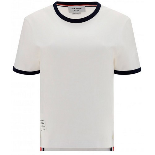 톰브라운 사이드 트리밍 반팔티셔츠 FJS075A 00042 (100, 화이트)