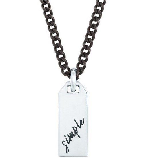 로이드 블랙 플레이팅 바형 목걸이 LLNS21017S