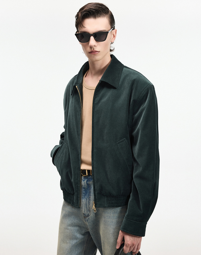 LF TNGT 남성 Velvet Blouson Jumper 그린 TNJU6F104E2