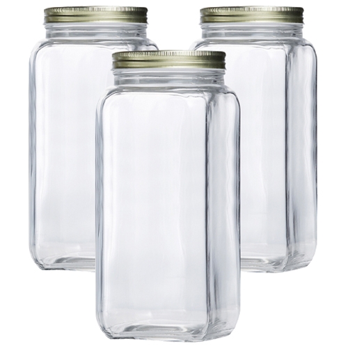 아트웨어 글라스 사각 캐니스터 유리저장병 2000ml 3개입