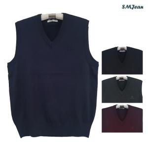  에스엠진 SMJ1401 울혼방 V넥니트 조끼 남자 조끼 남성 베스트