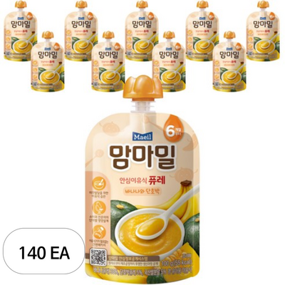 매일유업 맘마밀 안심이유식 퓨레 바나나와 단호박 100g (140개)