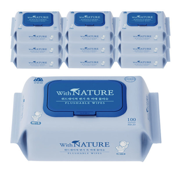 제일참 위드네이쳐 변기 쏙 비데 물티슈 캡형 100매 (4팩)_이미지