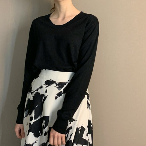 파슨스 Silky.U-neck Knit Top_Gray PW1R3NI02_이미지