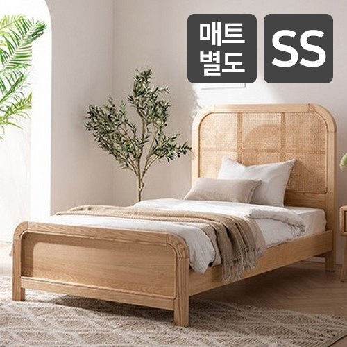 삼익가구 엘리나 프리미엄 라탄 원목 침대 SS (매트별도)