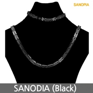사노피아 사노디아 블랙 티타늄 자석 목걸이팔찌 세트_이미지