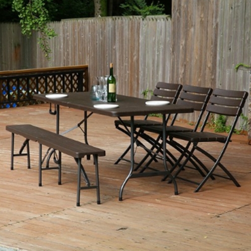 위드퍼니처  아르망 브로몰딩 접이식 야외 테이블 1800 (아르망의자3개+벤치1개)