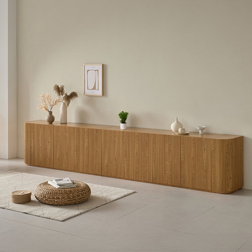 리버퍼니쳐  린느 라운드 템바보드 높은 수납 거실장세트 3200