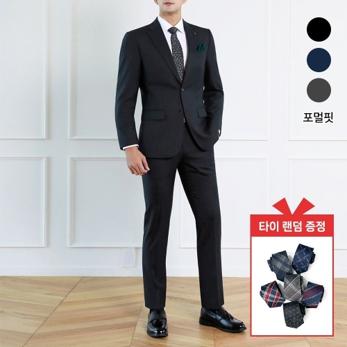 맨잇슈트 남성 순모 울100 솔리드 포멀핏 스트레치 고급 정장 3종 택1 + 타이증정_이미지