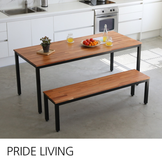 프라이드리빙 아카시아원목 식탁 B 1800 (벤치1개)_이미지