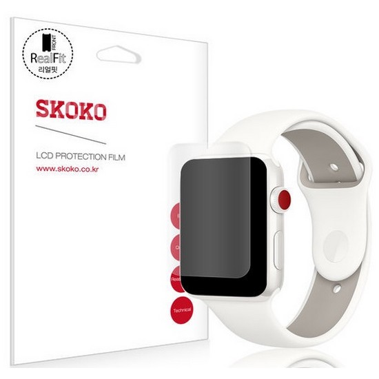 스코코 애플워치3 LTE 42mm 풀커버 리얼핏 필름 2매