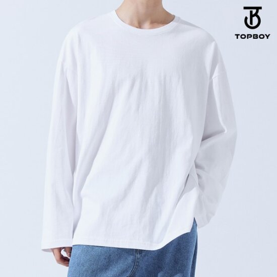 탑보이 롱 슬리브 오버핏 무지 긴팔티셔츠 TOP120_이미지