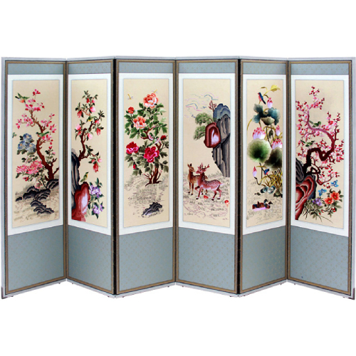 박씨상방 명품 양면 사슴 민화 6폭 자수 병풍_이미지