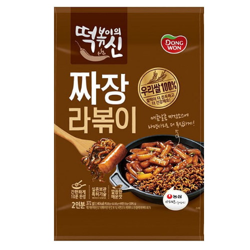 동원F&B 떡볶이의신 짜장 라볶이 2인분 372g