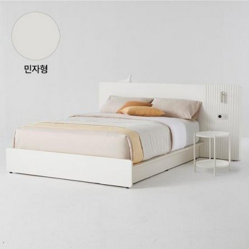 한샘 포에트 민자형 호텔 침대 Q/K+450패널+원형협탁 (매트별도)_이미지