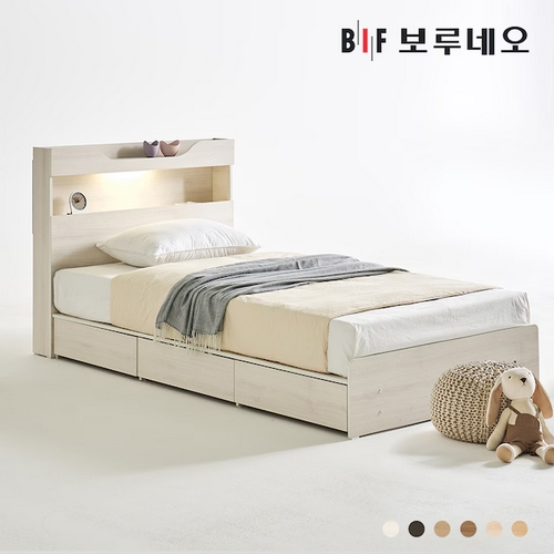  BIF보루네오 조엔Po 3서랍 수납 LED침대 SS [유로탑본넬]