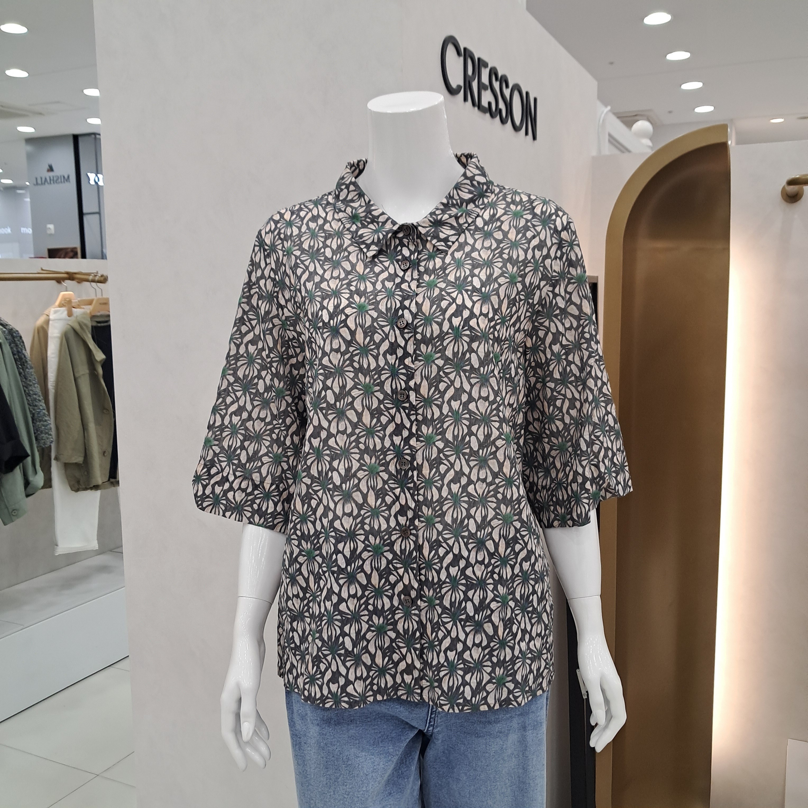크레송 여름 면 플라워 블라우스 ODCPBP83