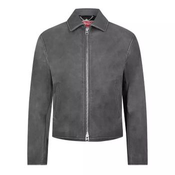 워시드 가죽 롱 슬리브 자켓 그레이 127514406