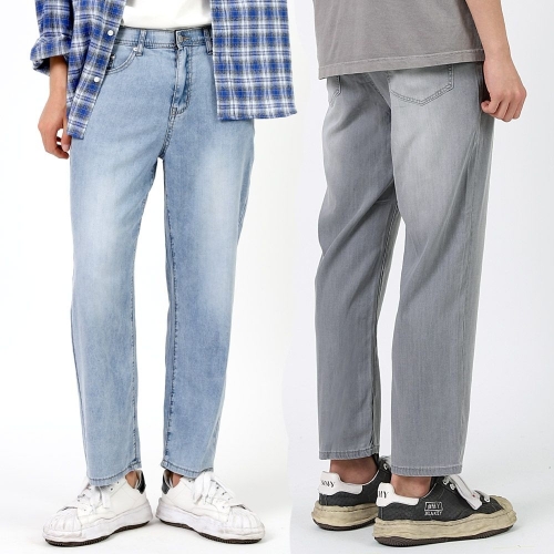  비브레이커스 여름 냉감 9부 청바지 리오셀 남성용 워싱 데님 팬츠 그레이 블루 SA2026_2027