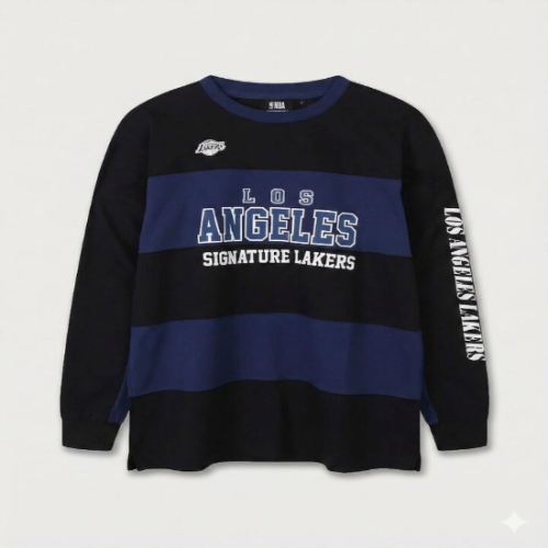 레터링 컬러블럭 롱 슬리브 티셔츠N261TS021PDJ