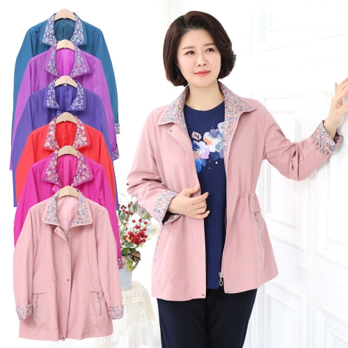 모슬린 엄마옷 꽃 배색 점퍼 JP613525 중년여성/50대/60대/70대/빅사이즈/할머니옷