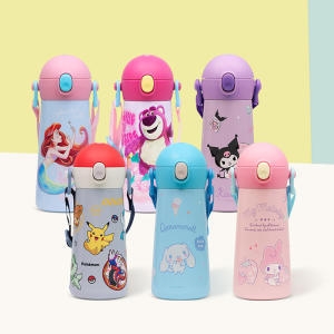 릴팡 포켓몬스터 더보틀 원터치 어깨끈 이중스텐 물통 460ml (1개)