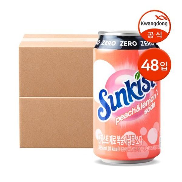 썬키스트 제로 복숭아레몬 소다 355ml 48입_이미지