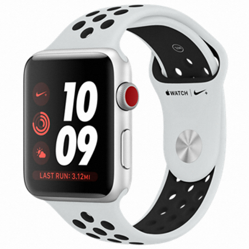 APPLE 워치 시리즈3 나이키+ 42mm Cellular 실버 알루미늄 (퓨어 플래티넘/블랙 나이키 스포츠밴드)_이미지