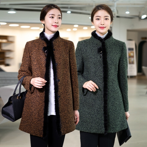 모슬린 엄마옷 밍크라인브로치 코트 JC111228 중년여성의류/50대/60대/마담/빅사이즈/할머니옷/40대/미시옷/출근룩