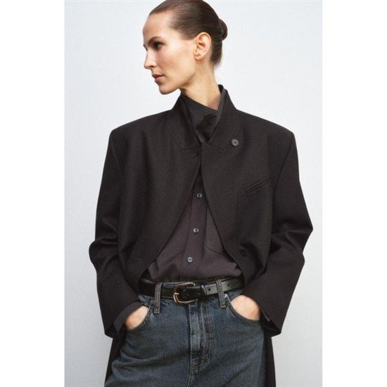 자라 100% 가죽 스퀘어 버클 벨트 블랙 6399223800 324935