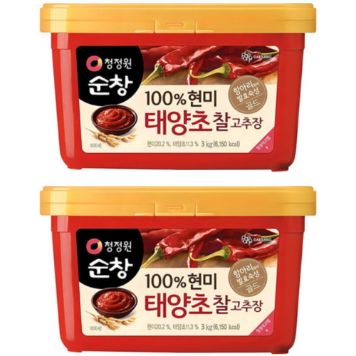 청정원 순창 100% 현미 태양초 찰고추장 3kg (2개)_이미지