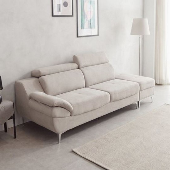 우아미가구 모노 라비 헤드레스트 아쿠아패브릭 소파 3인용 (스툴포함)