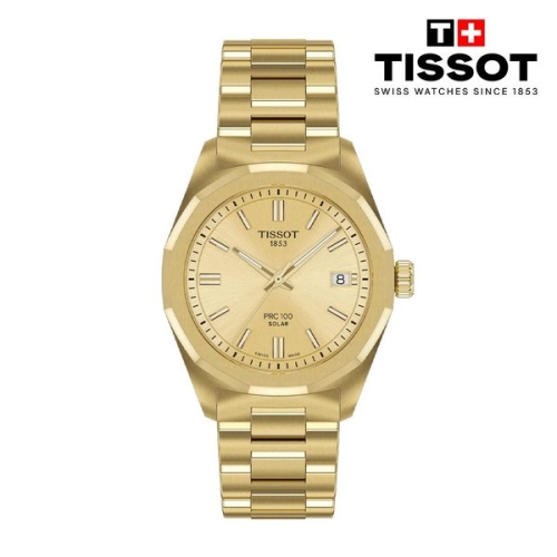 티쏘 NEW PRC 100 솔라 옐로우 골드 34mm T151.822.33.021.00