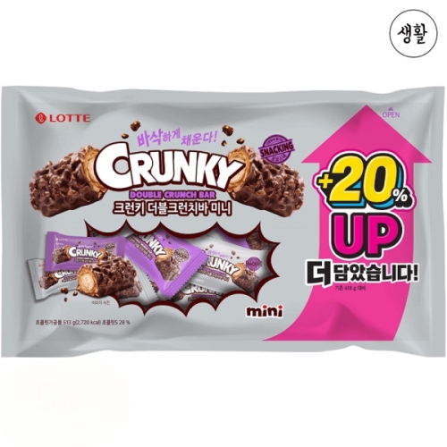 롯데제과 크런키 더블 크런치바 미니 513g