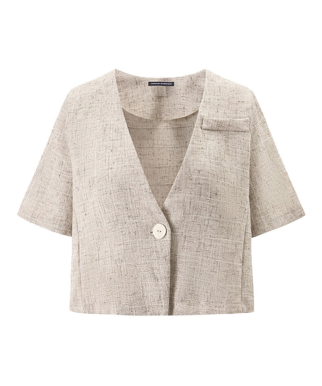 에브리데이 브이넥 원 버튼 슬럽 반팔 크롭 자켓 EC2JK002D