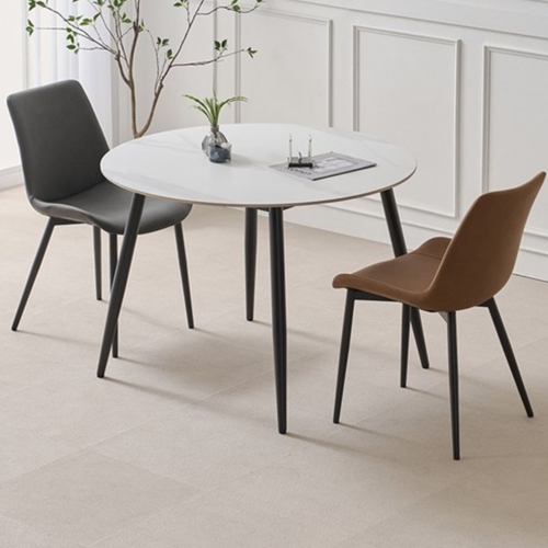 라로퍼니처 클래시 원형 포세린 통세라믹 식탁 1050 (의자2개)_이미지