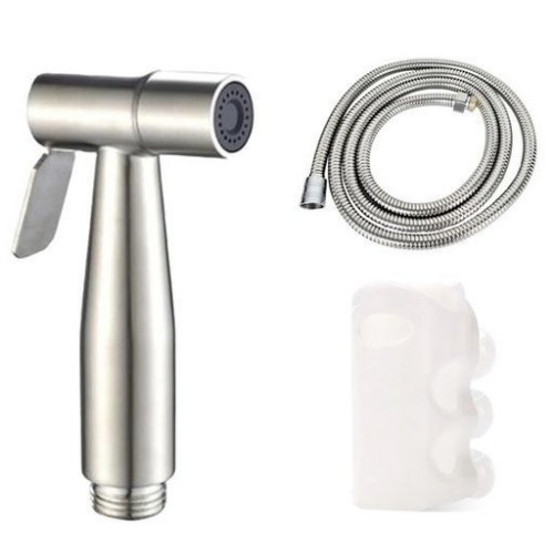 스텐 청소건 실버 + 황동 샤워호스 1.5m + 흡착식 거치대