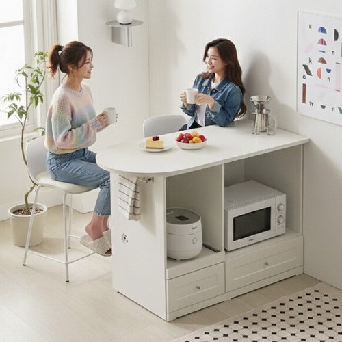  지베스 위드 반타원형 렌지대 홈바 아일랜드 식탁 1200 [의자별도]