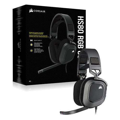 CORSAIR HS80 RGB USB 7.1채널 게이밍 헤드셋 (벌크)_이미지