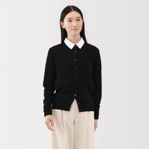 MUJI 여성 워셔블 울 하이 게이지 크루넥 가디건 BA1O5A5A