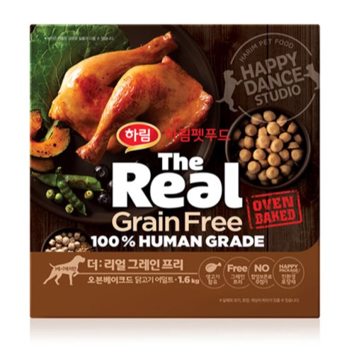 하림펫푸드 더리얼 독 그레인프리 오븐베이크드 닭고기 어덜트 1.6kg (1개)