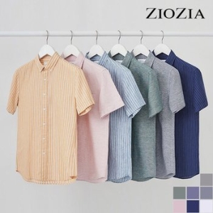 지오지아 남성 린넨 코튼 레귤러 카라 반팔 셔츠_ABA2WC1201_이미지