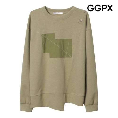 GGPX 패치 스티치 언발 맨투맨 티셔츠 GP9TS002B_이미지