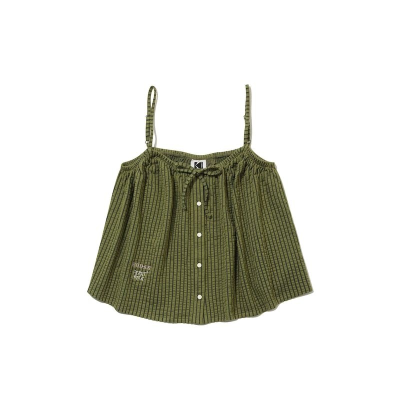 코닥 씨네라운지 시어서커 슬리브리스 블라우스 여성 KHAKI F14X5XZ 3JUSB08_이미지