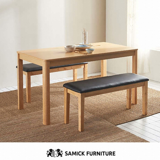 삼익가구 비엘라 원목 식탁 1400 (벤치2개)_이미지