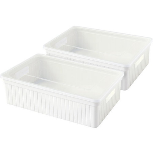 가우아이앤씨 위즈홈 ㅤ모나 바스켓 정리함 와이드 + 뚜껑 (2개)_이미지