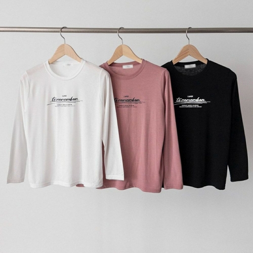 아이우먼 빅사이즈티 V288L509 리멤버레터링긴팔티셔츠 NM_이미지