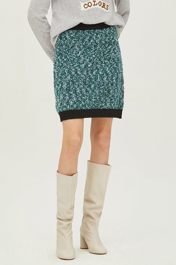 베네통 배색 보카시 니트 스커트 BASK60261_이미지